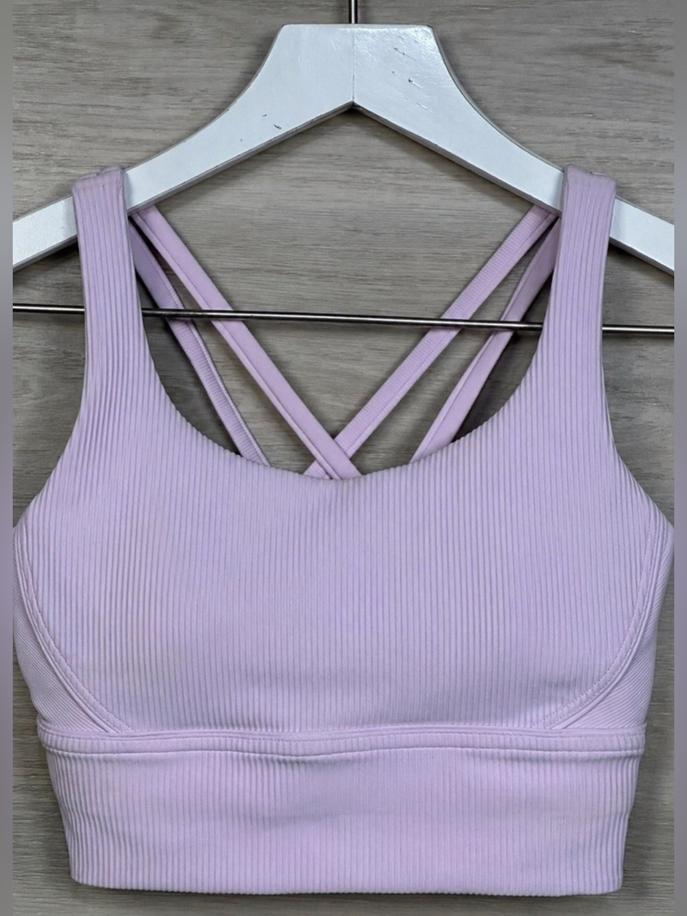 Women’s Ribbed Light Pink Bralette with Cross-Back Straps